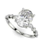 Julija Oval Cut Pave Hidden Halo Shared Prong Engagement Ring - Nivetta